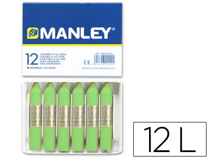 12 lápices cera blanda Manley unicolor verde amarillento nº22